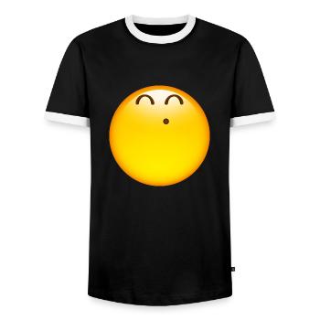Smiley Glossy Happy Whistle - Men's Ringer Shirt - black/white - Front - AI Model Female 172 light (172cm) & AI Model Male 178 light (178cm)