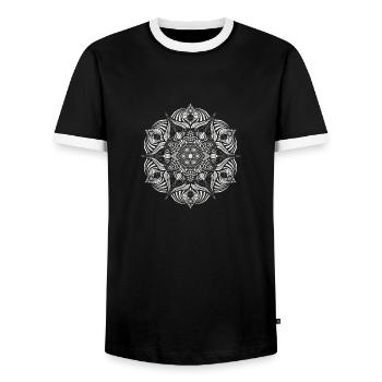 Mandala - Men's Ringer Shirt - black/white - Front - AI Model Female 172 light (172cm) & AI Model Male 178 light (178cm)