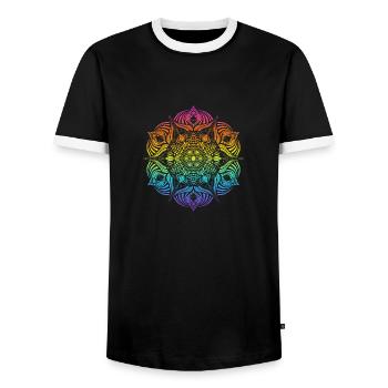 Mandala - T-shirt contrasté Homme - noir/blanc - Devant - AI Model Female 172 light (172cm) & AI Model Male 178 light (178cm)
