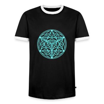 Seed of Life & Tetrahedron - Men's Ringer Shirt - black/white - Front - AI Model Female 172 light (172cm) & AI Model Male 178 light (178cm)