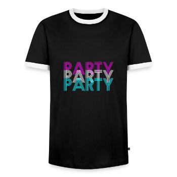party - Men's Ringer Shirt - black/white - Front - AI Model Female 172 light (172cm) & AI Model Male 178 light (178cm)