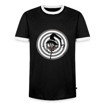 Archery archery funny outdoor cartoon - Men's Ringer Shirt - black/white - Front - AI Model Female 172 light (172cm) & AI Model Male 178 light (178cm)