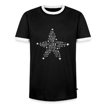 Weihnachten Stern Glück Liebe Familie - Männer Kontrast-T-Shirt - Schwarz/Weiß - Vorne - AI Model Female 172 light (172cm) & AI Model Male 178 light (178cm)