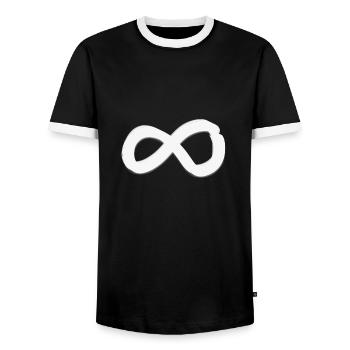 motive - Men's Ringer Shirt - black/white - Front - AI Model Female 172 light (172cm) & AI Model Male 178 light (178cm)