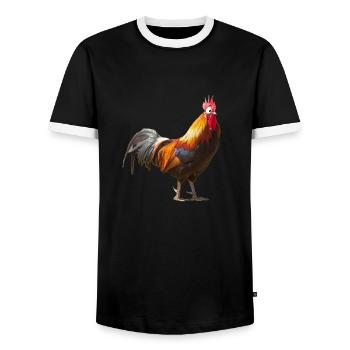 Comic Chicken- Comic Hahn - Männer Kontrast-T-Shirt - Schwarz/Weiß - Vorne - AI Model Female 172 light (172cm) & AI Model Male 178 light (178cm)