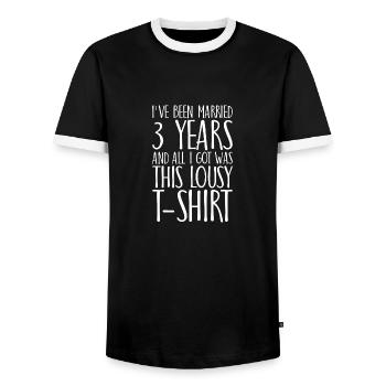 I've been Married 3 Years and I've Got It - Men's Ringer Shirt - black/white - Front - AI Model Female 172 light (172cm) & AI Model Male 178 light (178cm)