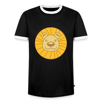 loewe head face mane cat big cat tiger m - Men's Ringer Shirt - black/white - Front - AI Model Female 172 light (172cm) & AI Model Male 178 light (178cm)