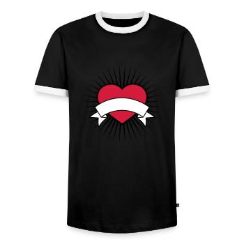 bannière texte champ écrire nom coeur logo amour ta - T-shirt contrasté Homme - noir/blanc - Devant - AI Model Female 172 light (172cm) & AI Model Male 178 light (178cm)