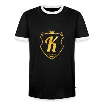 k_buchstabe_gold - T-shirt contrasté Homme - noir/blanc - Devant - AI Model Female 172 light (172cm) & AI Model Male 178 light (178cm)
