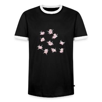 Pigs Fly - Männer Kontrast-T-Shirt - Schwarz/Weiß - Vorne - AI Model Female 172 light (172cm) & AI Model Male 178 light (178cm)