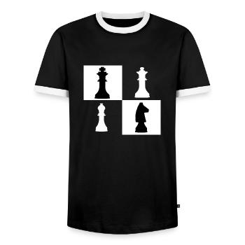 lustiges Schach Motiv Königin König Pferd Geschenk - Männer Kontrast-T-Shirt - Schwarz/Weiß - Vorne - AI Model Female 172 light (172cm) & AI Model Male 178 light (178cm)