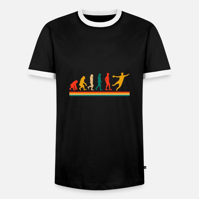 Handball Handballer Evolution Geschenk - Männer Kontrast-T-Shirt - Schwarz/Weiß