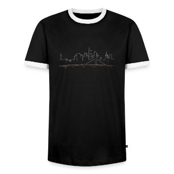 Frankfurt skyline lineart - Men's Ringer Shirt - black/white - Front - AI Model Female 172 light (172cm) & AI Model Male 178 light (178cm)