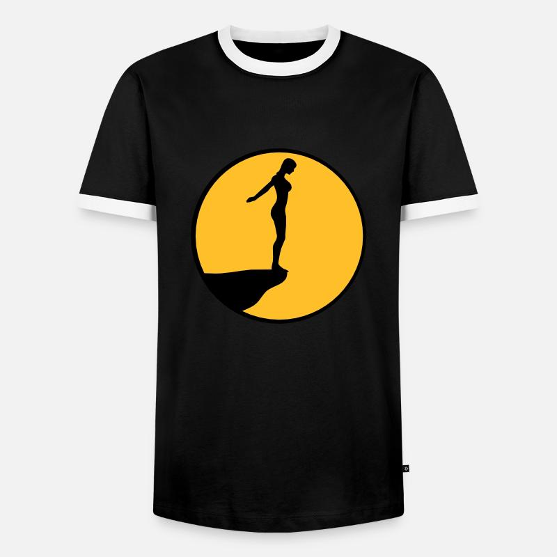 Von Klippe springen - Männer Kontrast-T-Shirt - Schwarz/Weiß