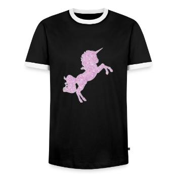unicorn - Men's Ringer Shirt - black/white - Front - AI Model Female 172 light (172cm) & AI Model Male 178 light (178cm)
