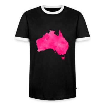 australia pink country - Männer Kontrast-T-Shirt - Schwarz/Weiß - Vorne - AI Model Female 172 light (172cm) & AI Model Male 178 light (178cm)