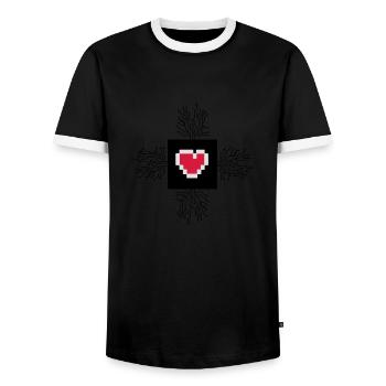 cpu_heart_02 - Männer Kontrast-T-Shirt - Schwarz/Weiß - Vorne - AI Model Female 172 light (172cm) & AI Model Male 178 light (178cm)