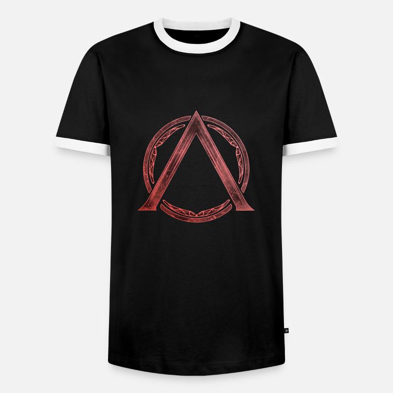 Sparta Lambda Symbol Feuerrot - Männer Kontrast-T-Shirt - Schwarz/Weiß