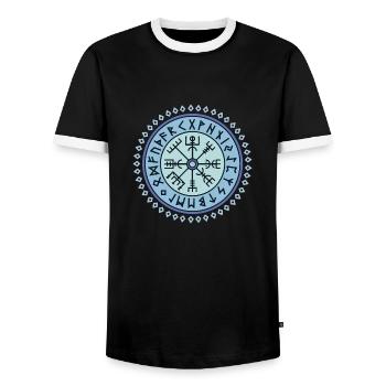 Vegvisir symbol runic script - Men's Ringer Shirt - black/white - Front - AI Model Female 172 light (172cm) & AI Model Male 178 light (178cm)