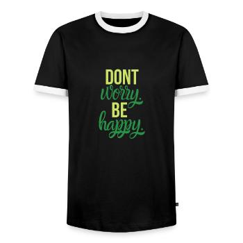 Dont worry be happy - Männer Kontrast-T-Shirt - Schwarz/Weiß - Vorne - AI Model Female 172 light (172cm) & AI Model Male 178 light (178cm)