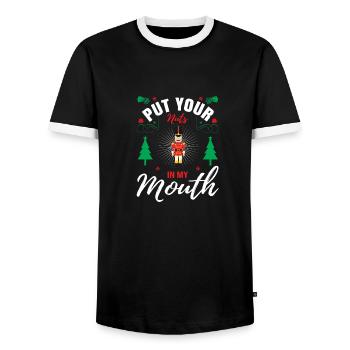Noël laid - T-shirt contrasté Homme - noir/blanc - Devant - AI Model Female 172 light (172cm) & AI Model Male 178 light (178cm)