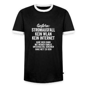 Gestern Stromausfall Kein Wlan Kein Internet - Männer Kontrast-T-Shirt - Schwarz/Weiß - Vorne - AI Model Female 172 light (172cm) & AI Model Male 178 light (178cm)