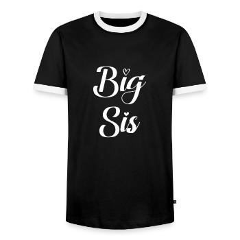 Cadeau soeur soeur Big Sis - T-shirt contrasté Homme - noir/blanc - Devant - AI Model Female 172 light (172cm) & AI Model Male 178 light (178cm)