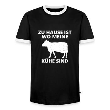 Zu Hause ist wo meine Kühe sind Bauer Geschenk - Männer Kontrast-T-Shirt - Schwarz/Weiß - Vorne - AI Model Female 172 light (172cm) & AI Model Male 178 light (178cm)