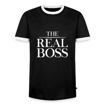 Le vrai patron père cadeau de fête des pères - T-shirt contrasté Homme - noir/blanc - Devant - AI Model Female 172 light (172cm) & AI Model Male 178 light (178cm)