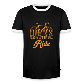 Life is a Beautiful Ride Fahrrad Geschenk - Männer Kontrast-T-Shirt - Schwarz/Weiß - Vorne - AI Model Female 172 light (172cm) & AI Model Male 178 light (178cm)