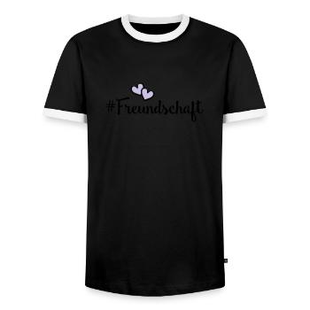 freundschaft herzen - Männer Kontrast-T-Shirt - Schwarz/Weiß - Vorne - AI Model Female 172 light (172cm) & AI Model Male 178 light (178cm)