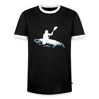 Whitewater kayaking - Men's Ringer Shirt - black/white - Front - AI Model Female 172 light (172cm) & AI Model Male 178 light (178cm)