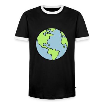 erde_002 - Men's Ringer Shirt - black/white - Front - AI Model Female 172 light (172cm) & AI Model Male 178 light (178cm)