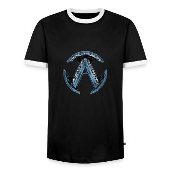 Keltisches Sparta Lambda Blaues Eis - Männer Kontrast-T-Shirt - Schwarz/Weiß - Vorne - AI Model Female 172 light (172cm) & AI Model Male 178 light (178cm)