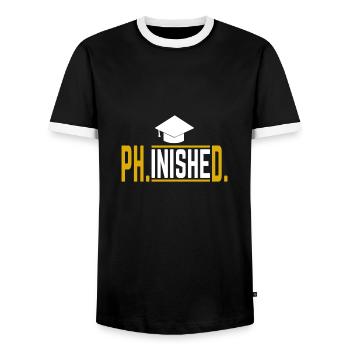 Phinished Phd Doctor Graduation Gift 1 - T-shirt contrasté Homme - noir/blanc - Devant - AI Model Female 172 light (172cm) & AI Model Male 178 light (178cm)