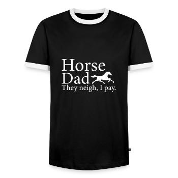 Horse Dad they neigh i pay horse gift - Men's Ringer Shirt - black/white - Front - AI Model Female 172 light (172cm) & AI Model Male 178 light (178cm)