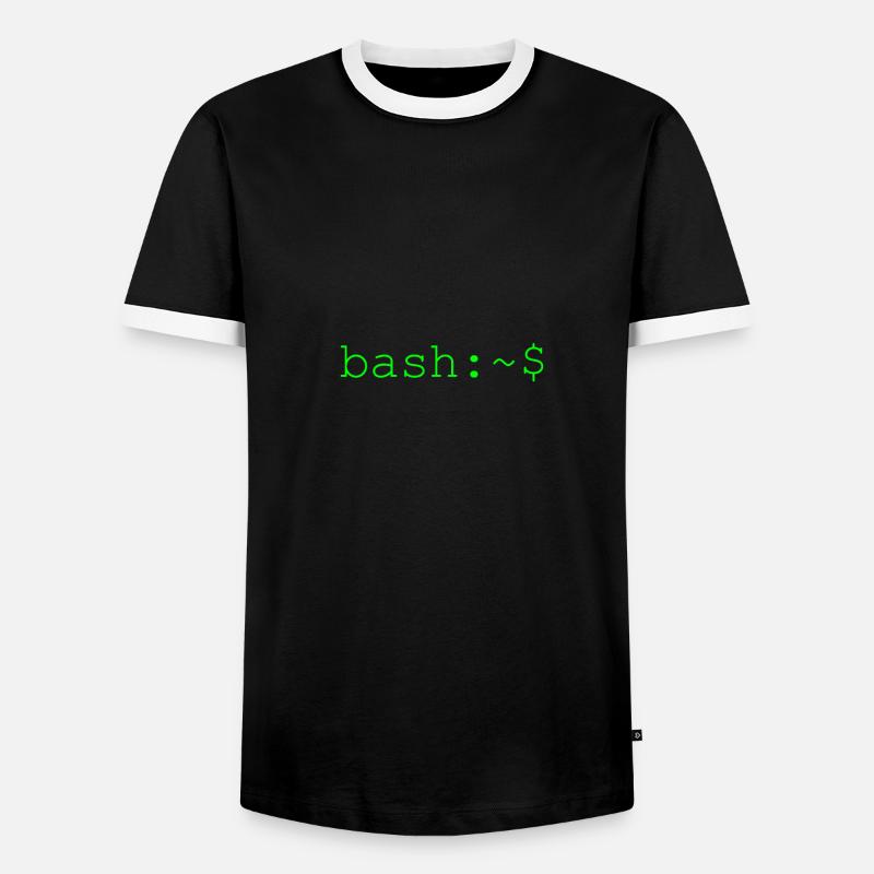 Console shell bash Linux - T-shirt contrasté Homme - noir/blanc