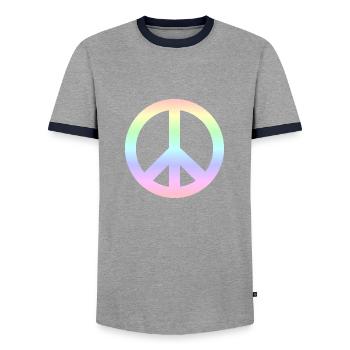 Peace Sign - Men's Ringer Shirt - grey/navy  - Front - AI Model Female 172 light (172cm) & AI Model Male 178 light (178cm)
