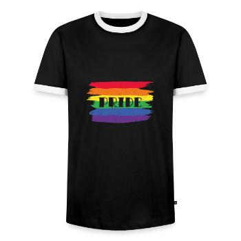 Cadeau de défilé Gay Pride LGBT - T-shirt contrasté Homme - noir/blanc - Devant - AI Model Female 172 light (172cm) & AI Model Male 178 light (178cm)