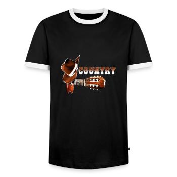 country music song - T-shirt contrasté Homme - noir/blanc - Devant - AI Model Female 172 light (172cm) & AI Model Male 178 light (178cm)