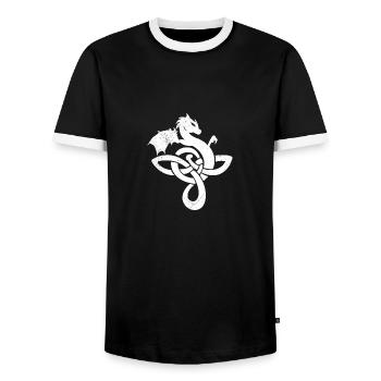 Idée cadeau dragon blanc symboles celtiques - T-shirt contrasté Homme - noir/blanc - Devant - AI Model Female 172 light (172cm) & AI Model Male 178 light (178cm)