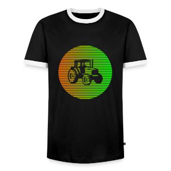 tractor - Men's Ringer Shirt - black/white - Front - AI Model Female 172 light (172cm) & AI Model Male 178 light (178cm)