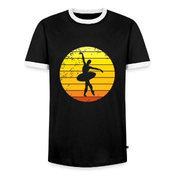 Ballerine ballet rétro coucher de soleil danseur - T-shirt contrasté Homme - noir/blanc - Devant - AI Model Female 172 light (172cm) & AI Model Male 178 light (178cm)