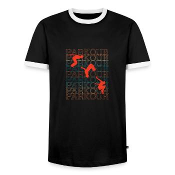 Parkour freerunning - T-shirt contrasté Homme - noir/blanc - Devant - AI Model Female 172 light (172cm) & AI Model Male 178 light (178cm)