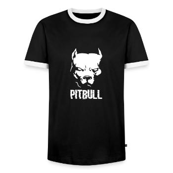 Pitbull Dog gift - Men's Ringer Shirt - black/white - Front - AI Model Female 172 light (172cm) & AI Model Male 178 light (178cm)