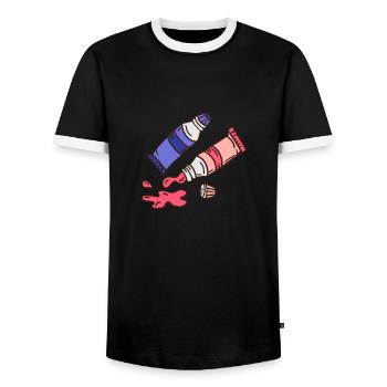 Dyes Tube Stains Ink Coloring - Men's Ringer Shirt - black/white - Front - AI Model Female 172 light (172cm) & AI Model Male 178 light (178cm)