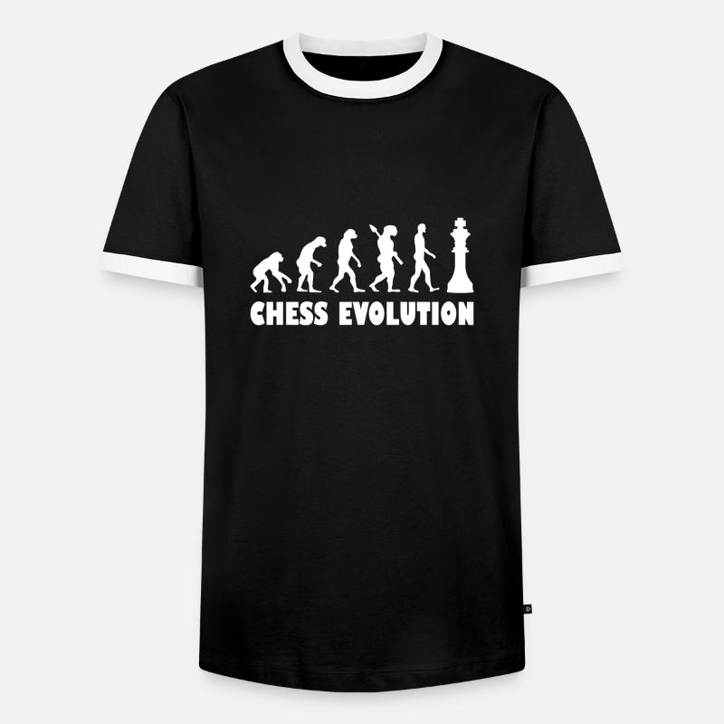 Chess Evolution - White - Männer Kontrast-T-Shirt - Schwarz/Weiß