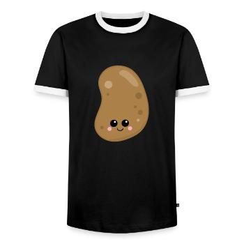 potato - Men's Ringer Shirt - black/white - Front - AI Model Female 172 light (172cm) & AI Model Male 178 light (178cm)