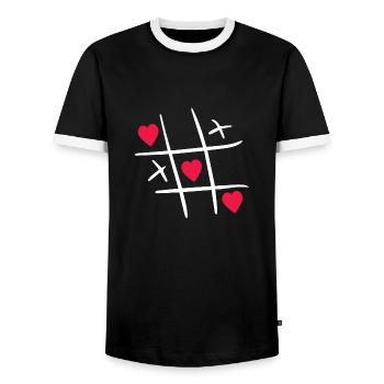 Tic-Tac-Toe Valentinstag Valentines Day Geschenk - Männer Kontrast-T-Shirt - Schwarz/Weiß - Vorne - AI Model Female 172 light (172cm) & AI Model Male 178 light (178cm)