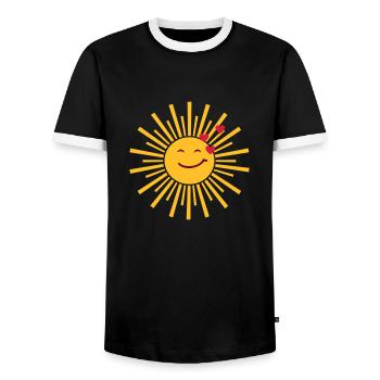 Sonne scheint Liebe - Männer Kontrast-T-Shirt - Schwarz/Weiß - Vorne - AI Model Female 172 light (172cm) & AI Model Male 178 light (178cm)